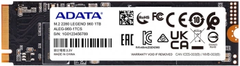 Твердотельный накопитель A-Data Legend 960 1024ГБ, M.2 2280, PCIe 4.0 x4, M.2 ALEG-960-1TCS