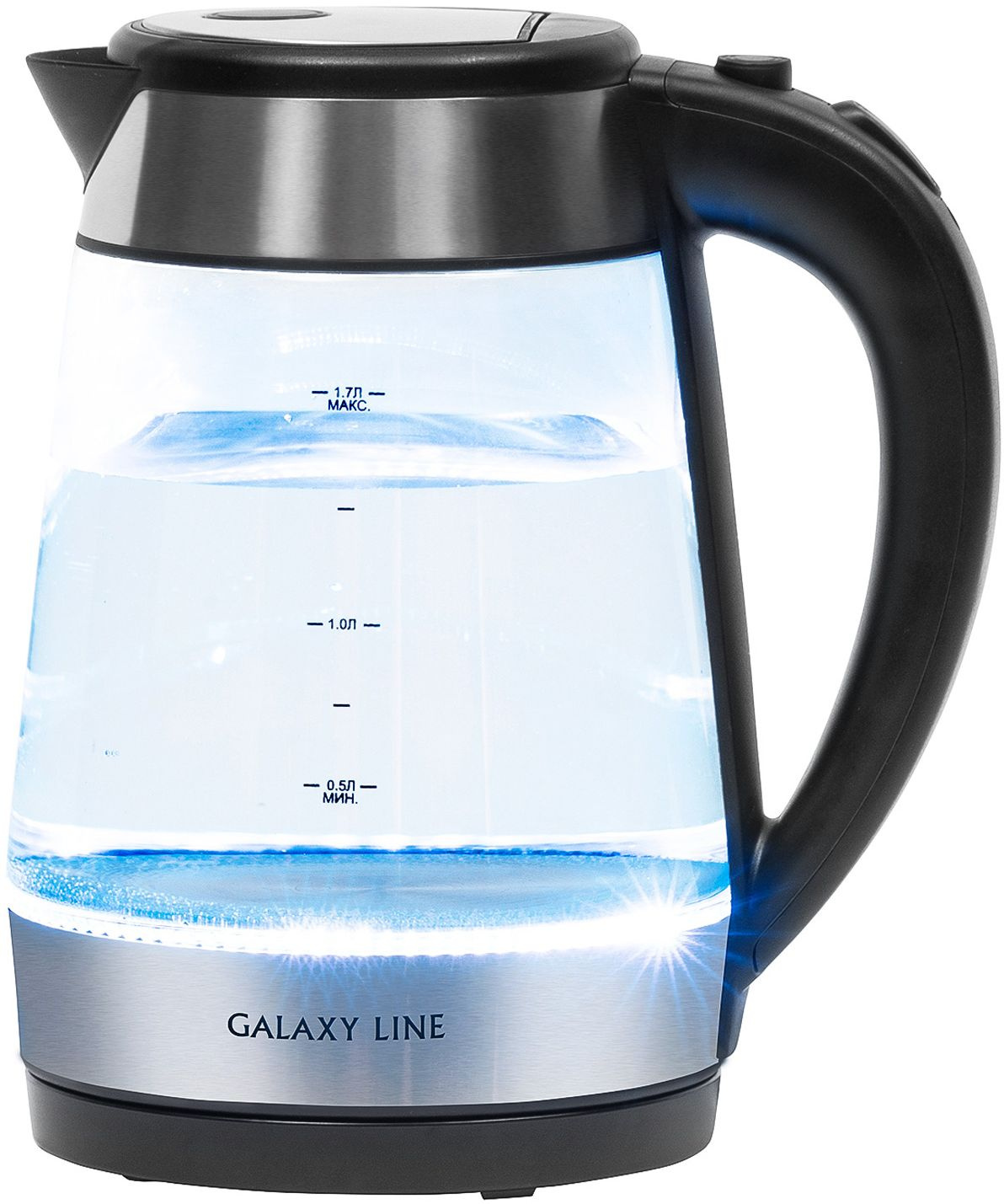 Чайник электрический Galaxy Line GL 0558 нержавеющая сталь/черный, стекло (ГЛ0558Л)