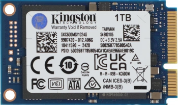 Твердотельный накопитель Kingston KC600 1024ГБ, mSATA, mSATA, mSATA SKC600MS/1024G