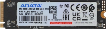 Твердотельный накопитель A-Data Legend 960 Max 2048ГБ, M.2 2280, PCIe 4.0 x4, M.2 ALEG-960M-2TCS