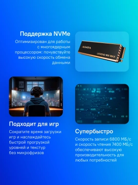 Твердотельный накопитель A-Data Legend 960 Max 2048ГБ, M.2 2280, PCIe 4.0 x4, M.2 ALEG-960M-2TCS