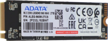 Твердотельный накопитель A-Data Legend 960 Max 2048ГБ, M.2 2280, PCIe 4.0 x4, M.2 ALEG-960M-2TCS
