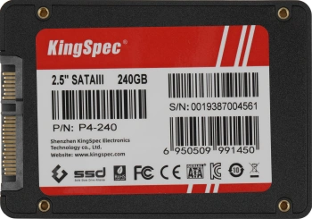 Твердотельный накопитель Kingspec 240ГБ, 2.5", SATA-III, SATA P4-240