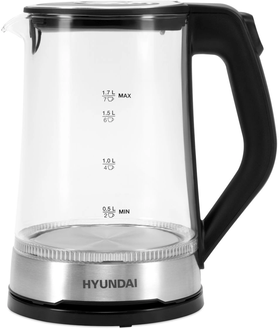 Чайник электрический Hyundai HYK-G3401 черный/серебристый, стекло