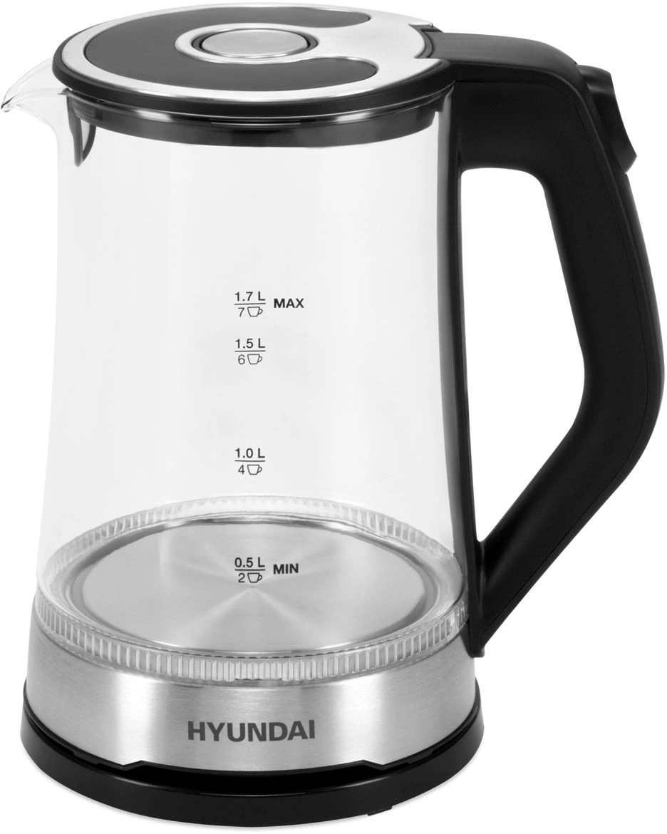 Чайник электрический Hyundai HYK-G3401 черный/серебристый, стекло