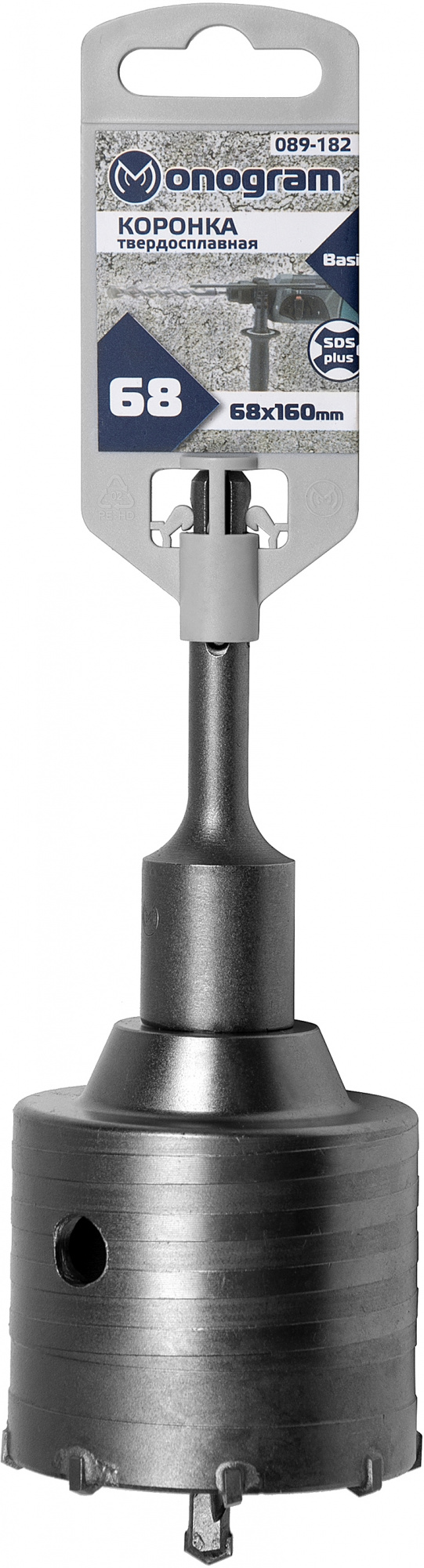 Коронка Monogram 089-182 по бет/кирп/камн Д=68мм Дл=160мм (1пред.) для перфораторов