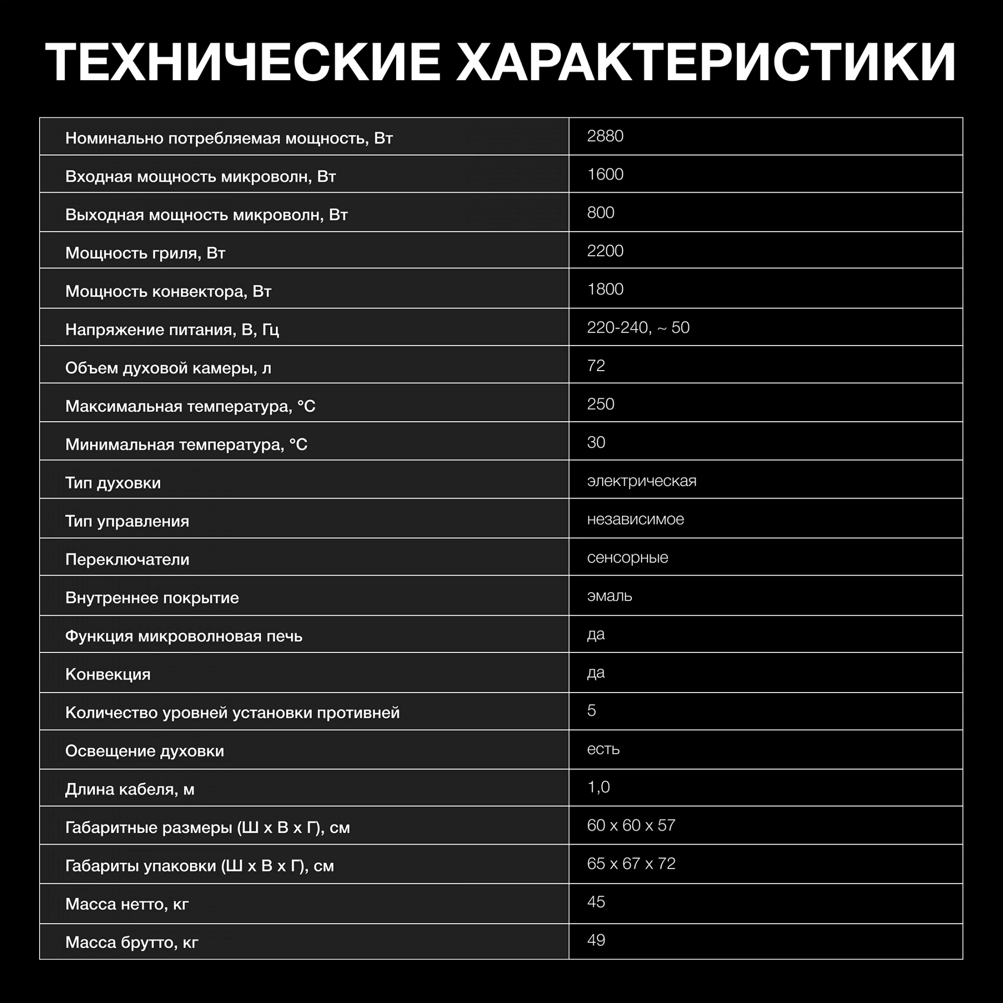 Духовой шкаф Hyundai HMEO 6780 BG черное стекло
