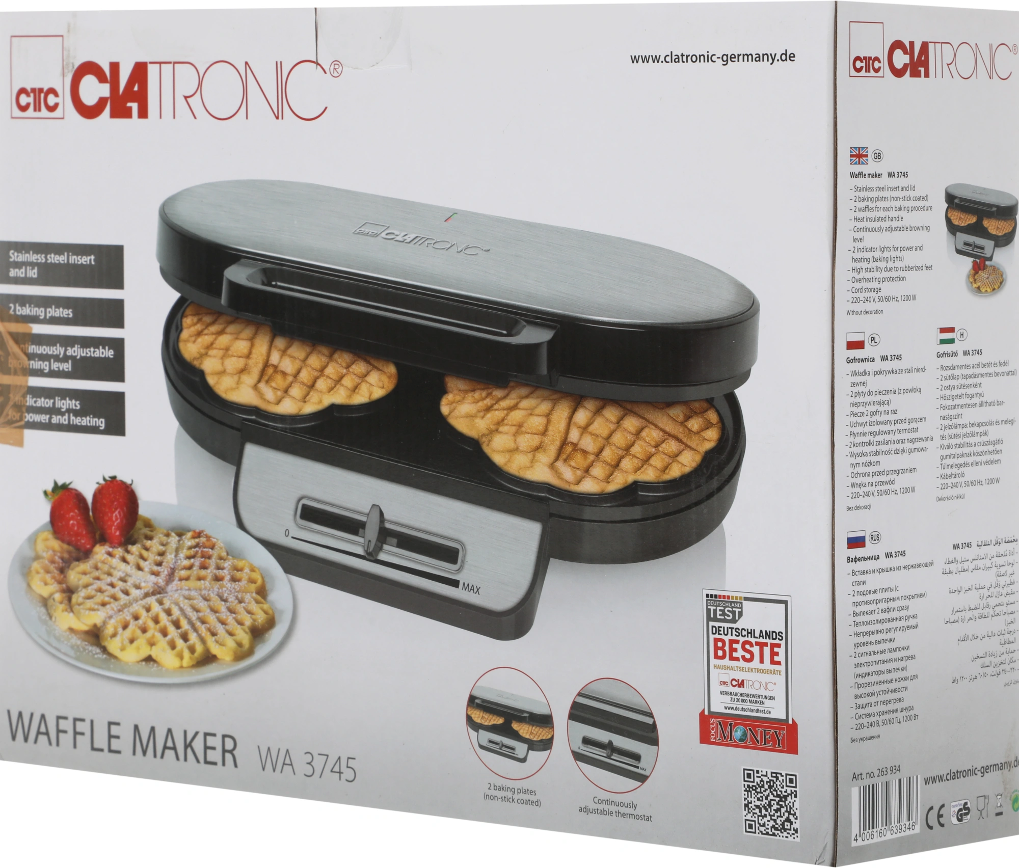 Вафельница Clatronic WA 3745 черный (wa 3745)