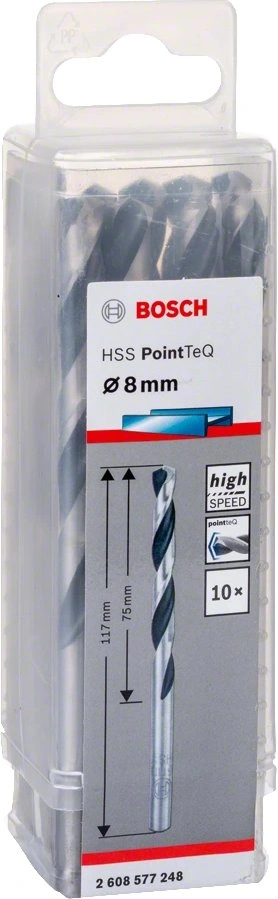 Набор сверл Bosch 2608577248 по металлу Д=8мм Дл=117мм (10пред.) для шуруповертов/дрелей