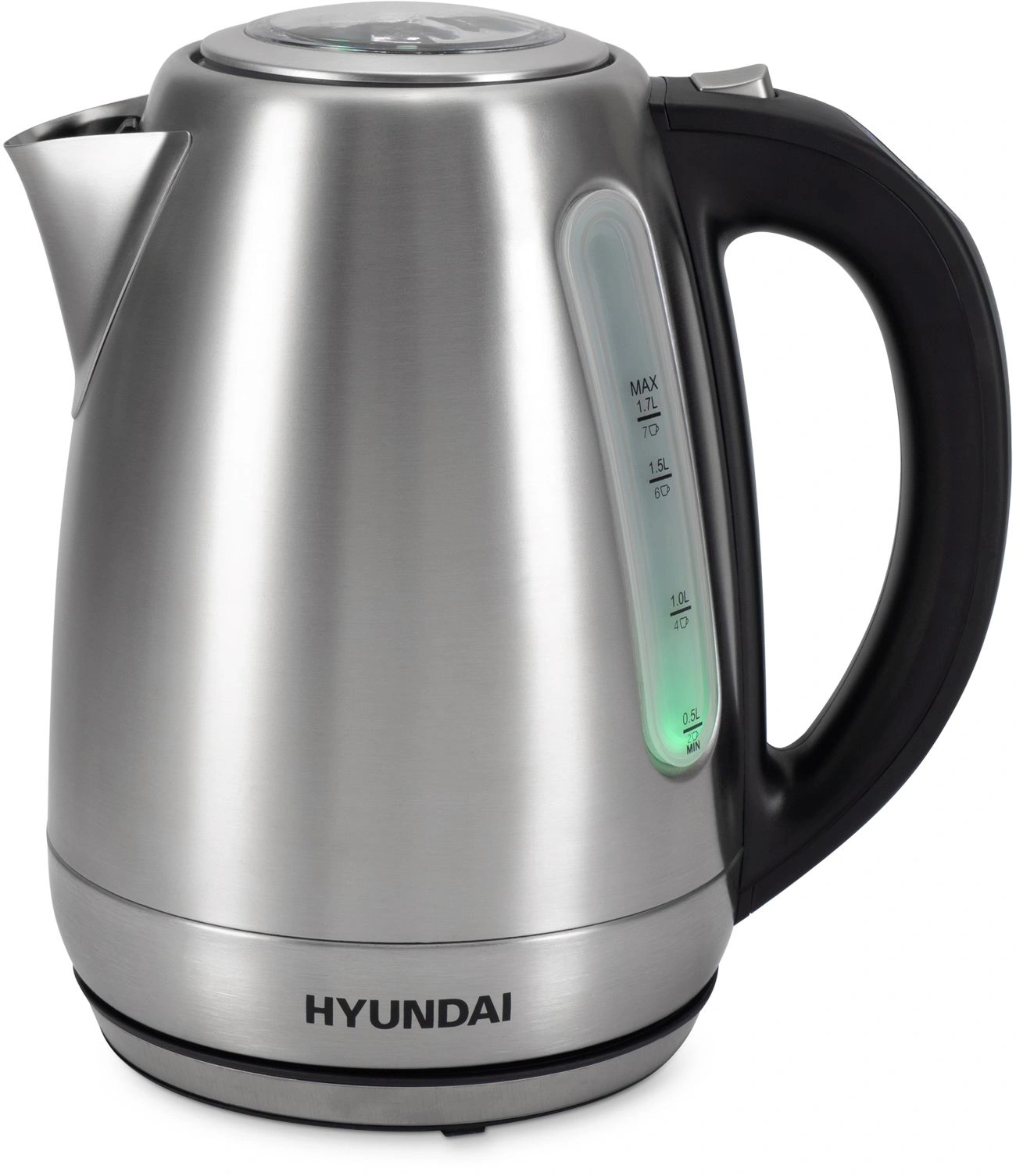 Чайник электрический Hyundai HYK-S8408 серебристый матовый/черный, металл