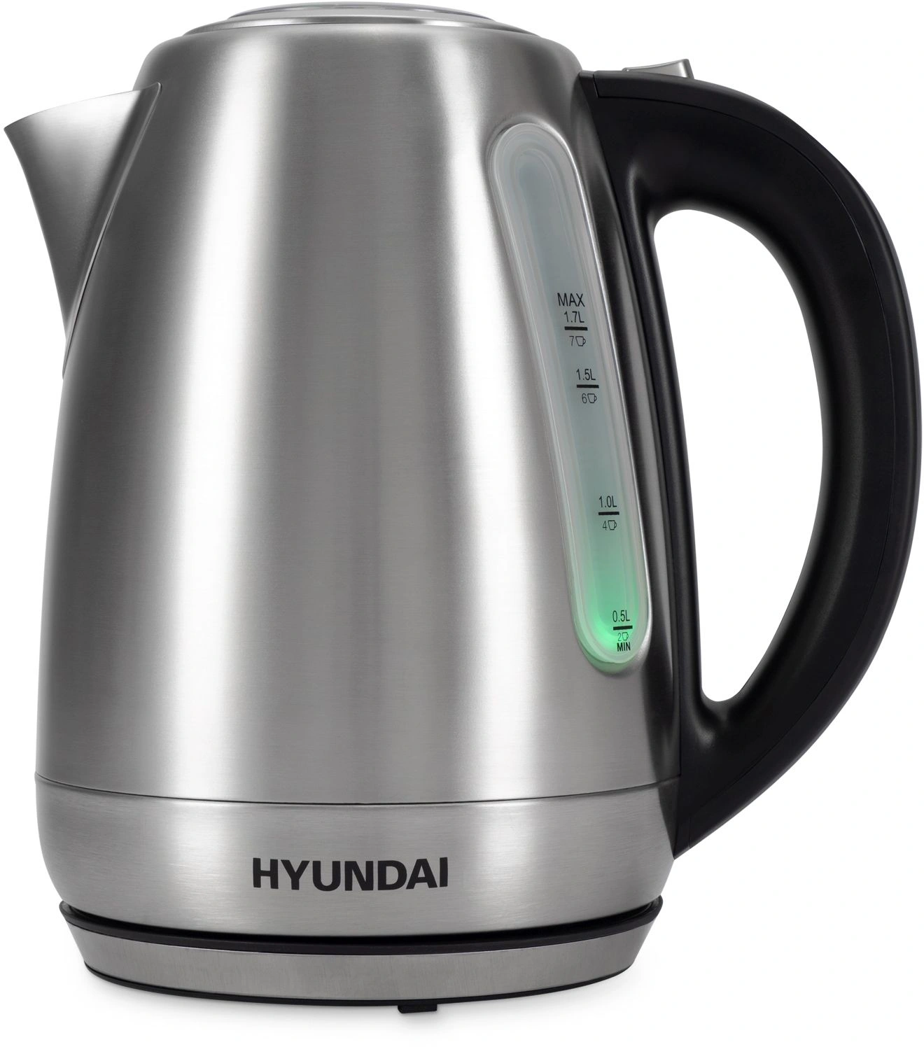 Чайник электрический Hyundai HYK-S8408 серебристый матовый/черный, металл