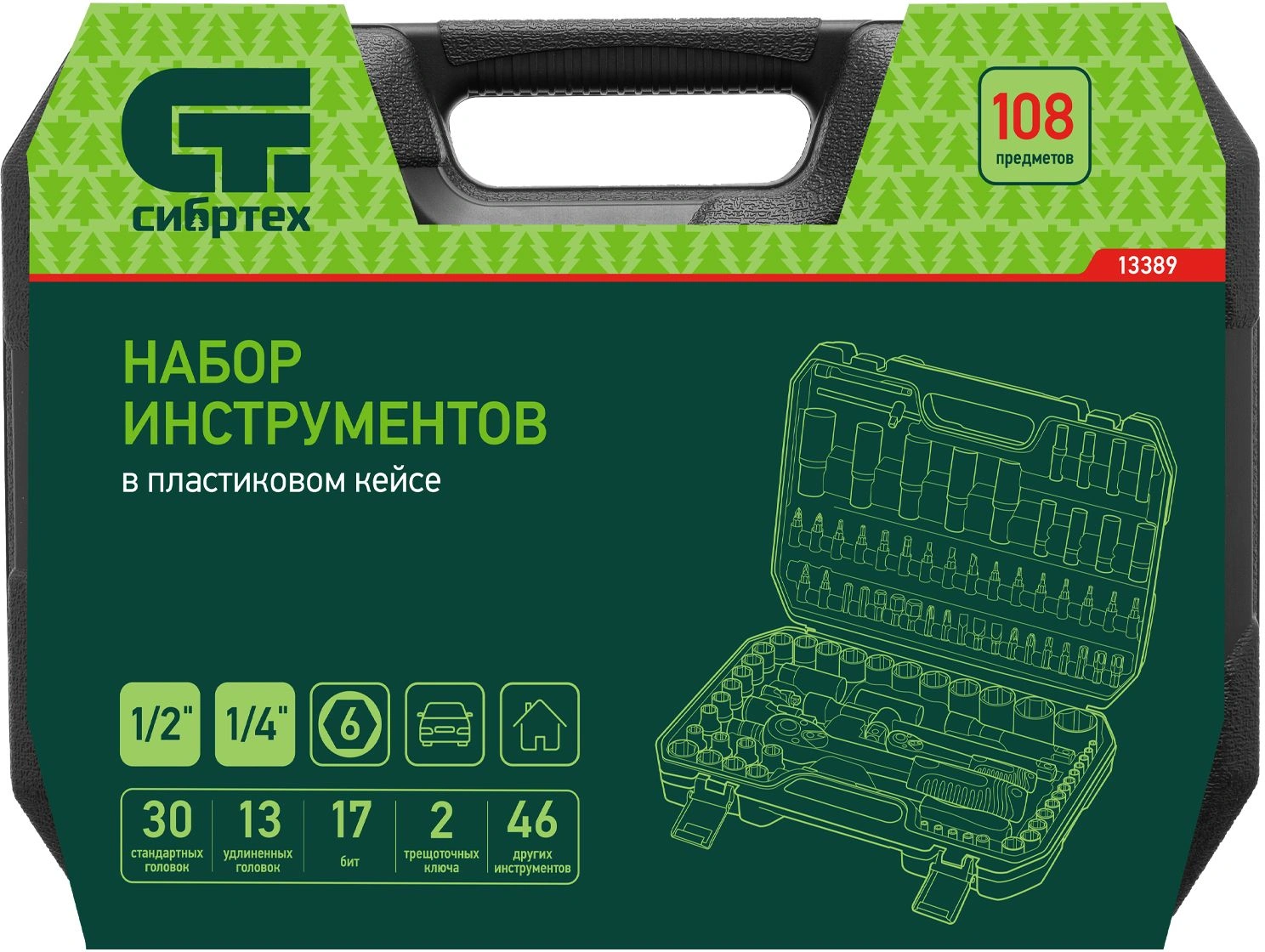 Набор инструментов Сибртех 13389, 108 предметов