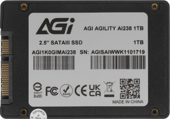 Твердотельный накопитель AGi AI238 1024ГБ, 2.5", SATA-III, SATA AGI1K0GIMAI238