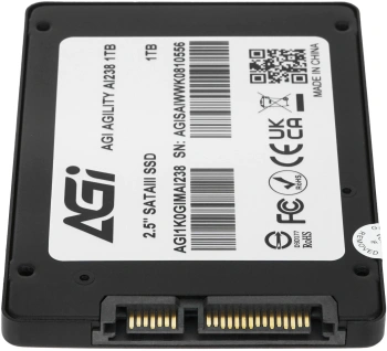 Твердотельный накопитель AGi AI238 1024ГБ, 2.5", SATA-III, SATA AGI1K0GIMAI238