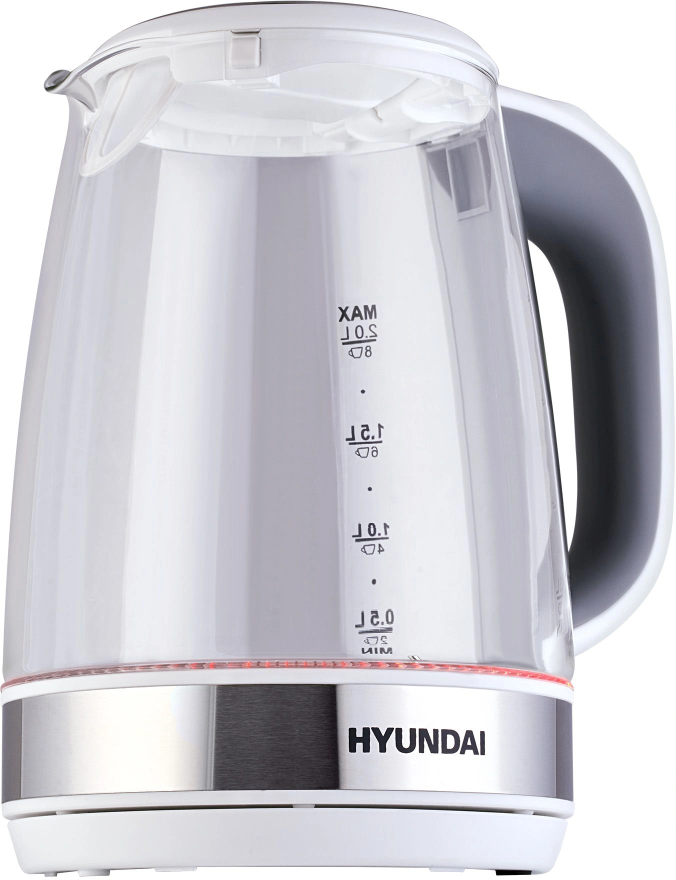 Чайник электрический Hyundai HYK-G8880 серый/серебристый, стекло