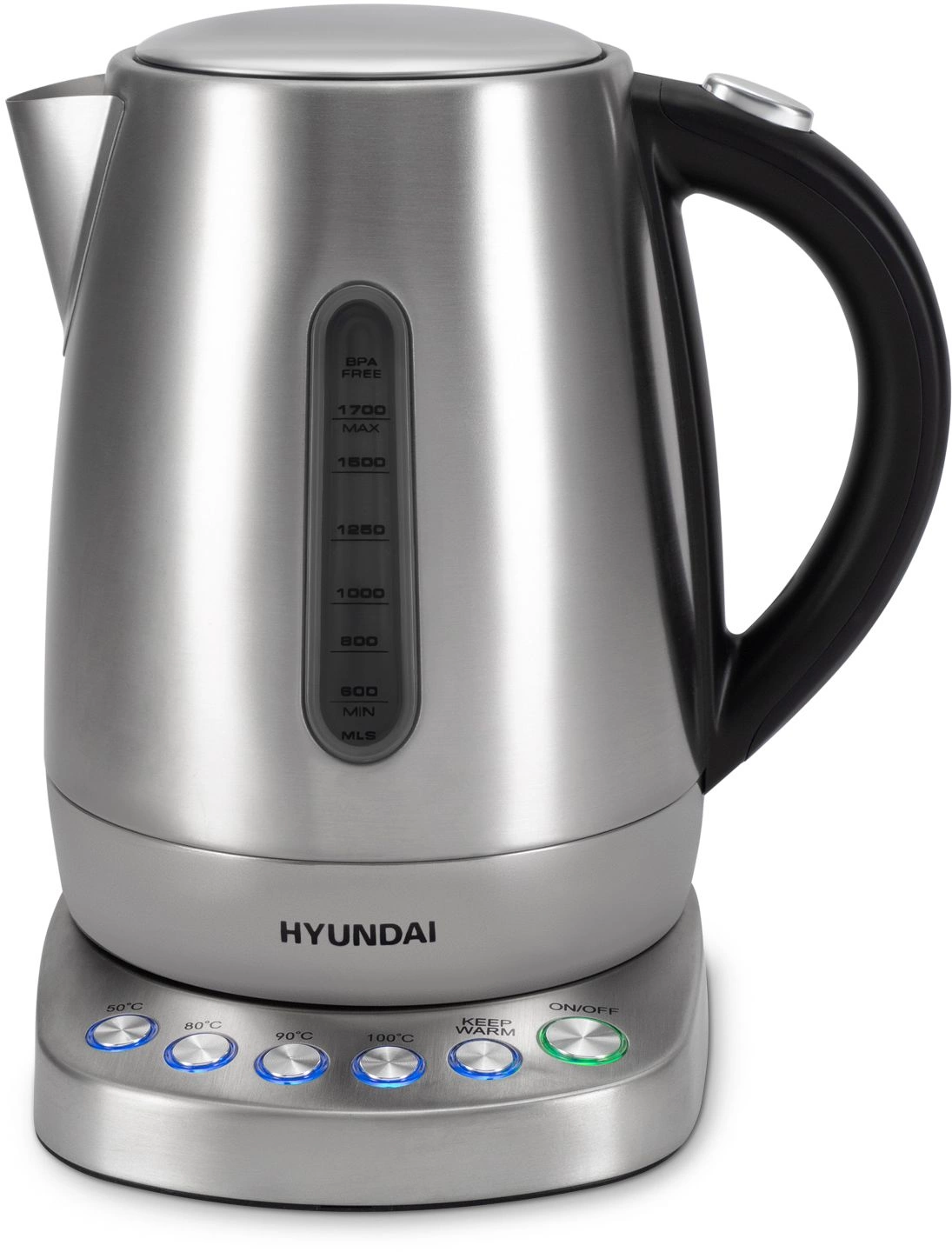 Чайник электрический Hyundai HYK-S7770 серебристый/черный, металл