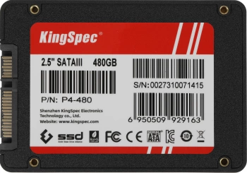 Твердотельный накопитель Kingspec 480ГБ, 2.5", SATA-III, SATA P4-480