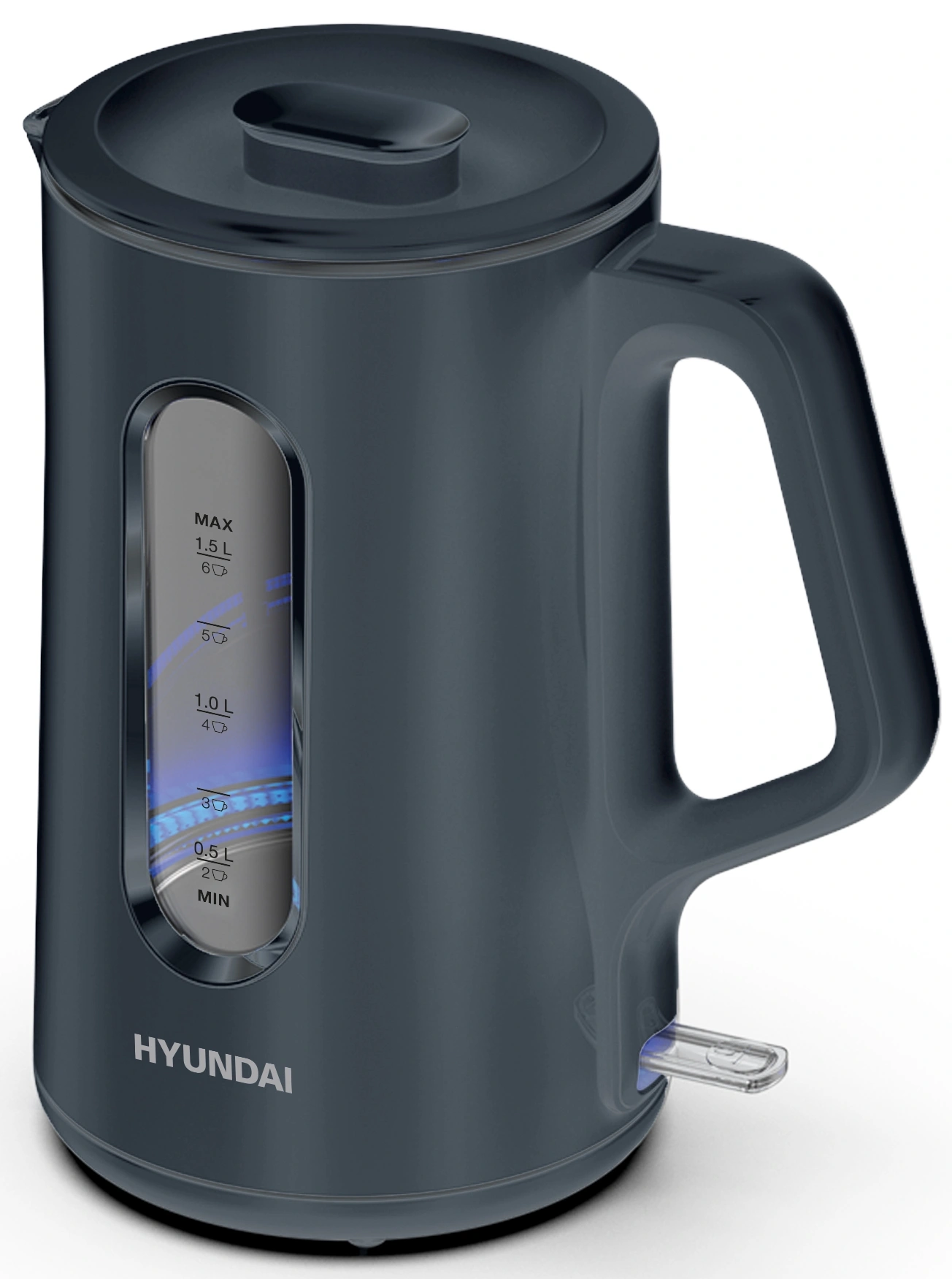 Чайник электрический Hyundai HYK-G4508 серый/прозрачный, стекло