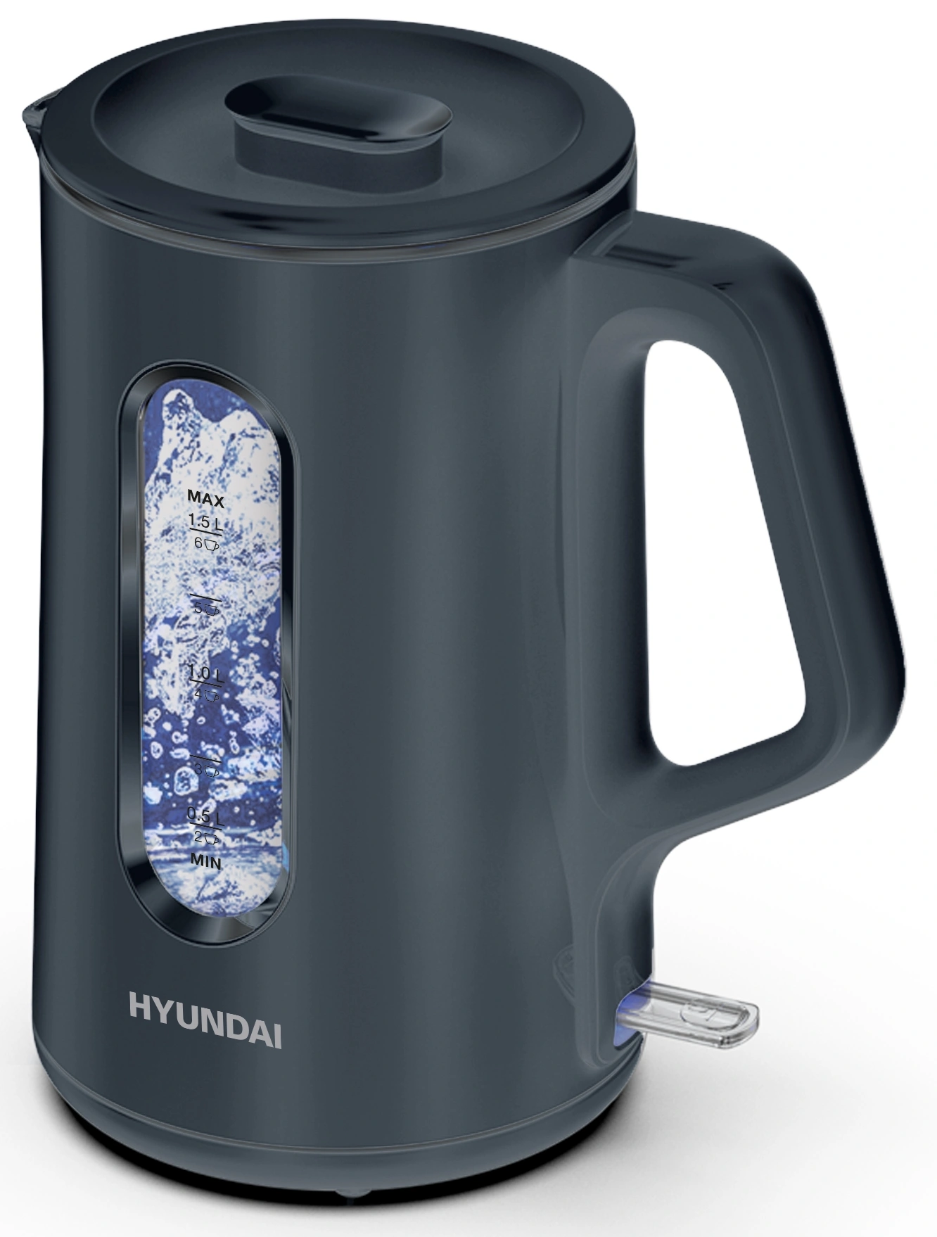Чайник электрический Hyundai HYK-G4508 серый/прозрачный, стекло