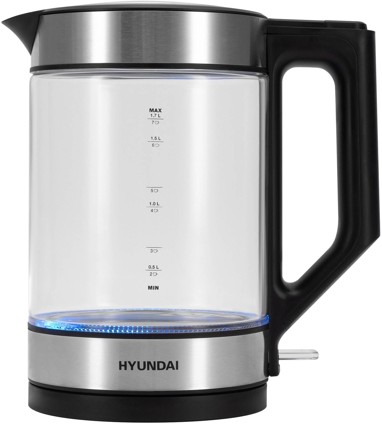 Чайник электрический Hyundai HYK-G3509 черный/прозрачный, стекло