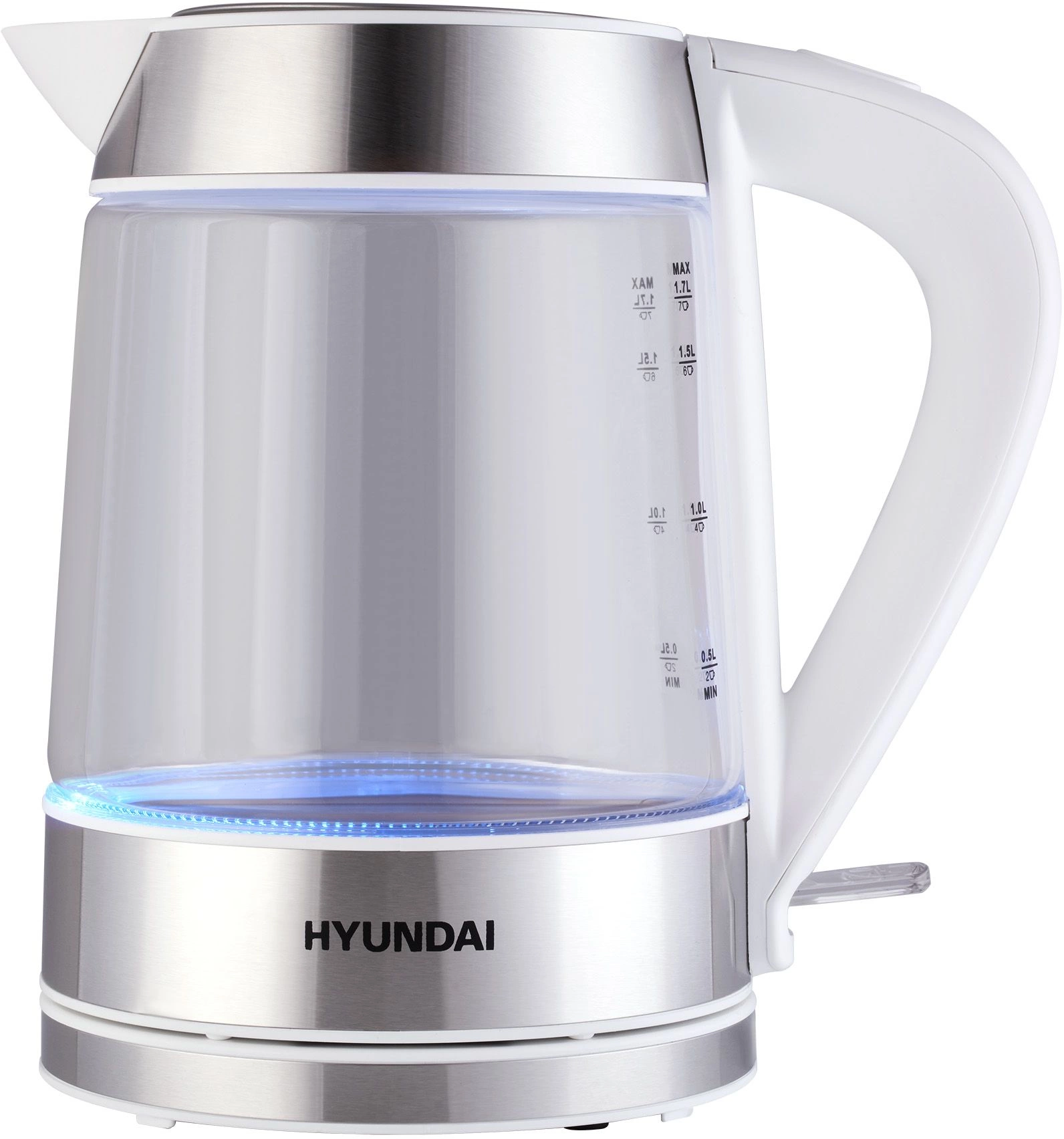 Чайник электрический Hyundai HYK-G3606 белый/прозрачный, стекло