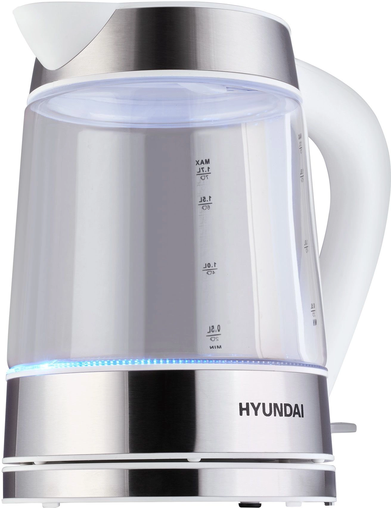 Чайник электрический Hyundai HYK-G3606 белый/прозрачный, стекло