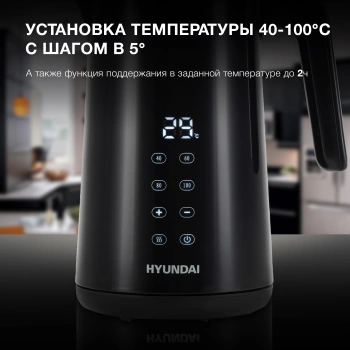 Чайник электрический Hyundai HYK-S4017 черный, металл