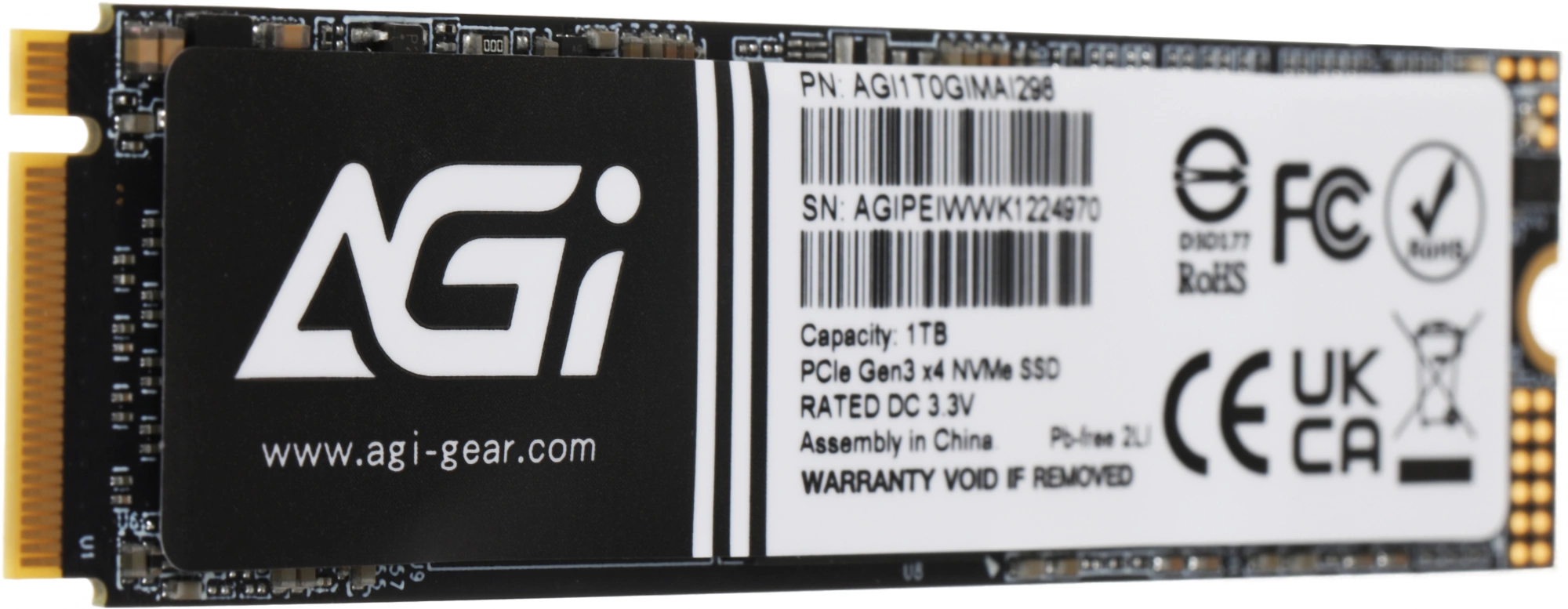 Твердотельный накопитель AGi AI298 1024ГБ, M.2 2280, PCIe 3.0 x4, M.2 AGI1T0GIMAI298-CB