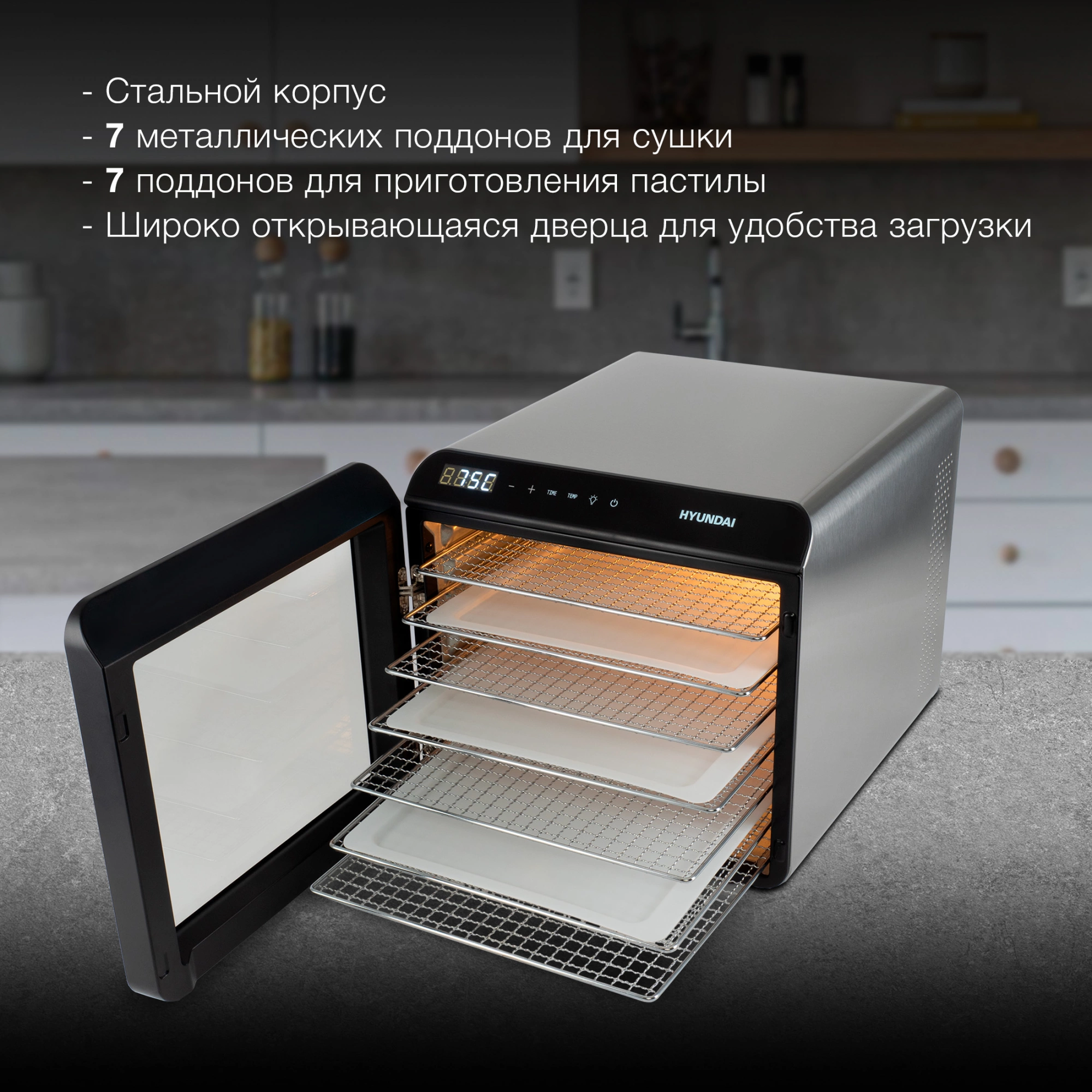 Сушка Hyundai HYFD-8801 серебристый