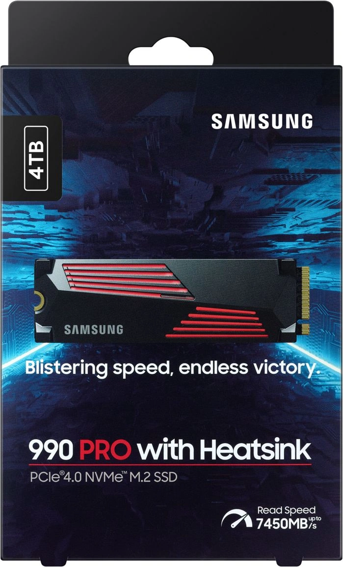 Твердотельный накопитель Samsung 990 Pro 4096ГБ, M.2 2280, PCIe 4.0 x4, M.2 MZ-V9P4T0CW