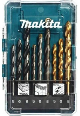 Набор сверл Makita D-71962 по дер/мет/бет (9пред.) для шуруповертов/дрелей