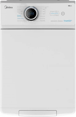 Стиральная машина полноразмерная Midea MF100T80BS/W-RU, с вертикальной загрузкой, 8кг, 1300об/мин, русский интерфейс