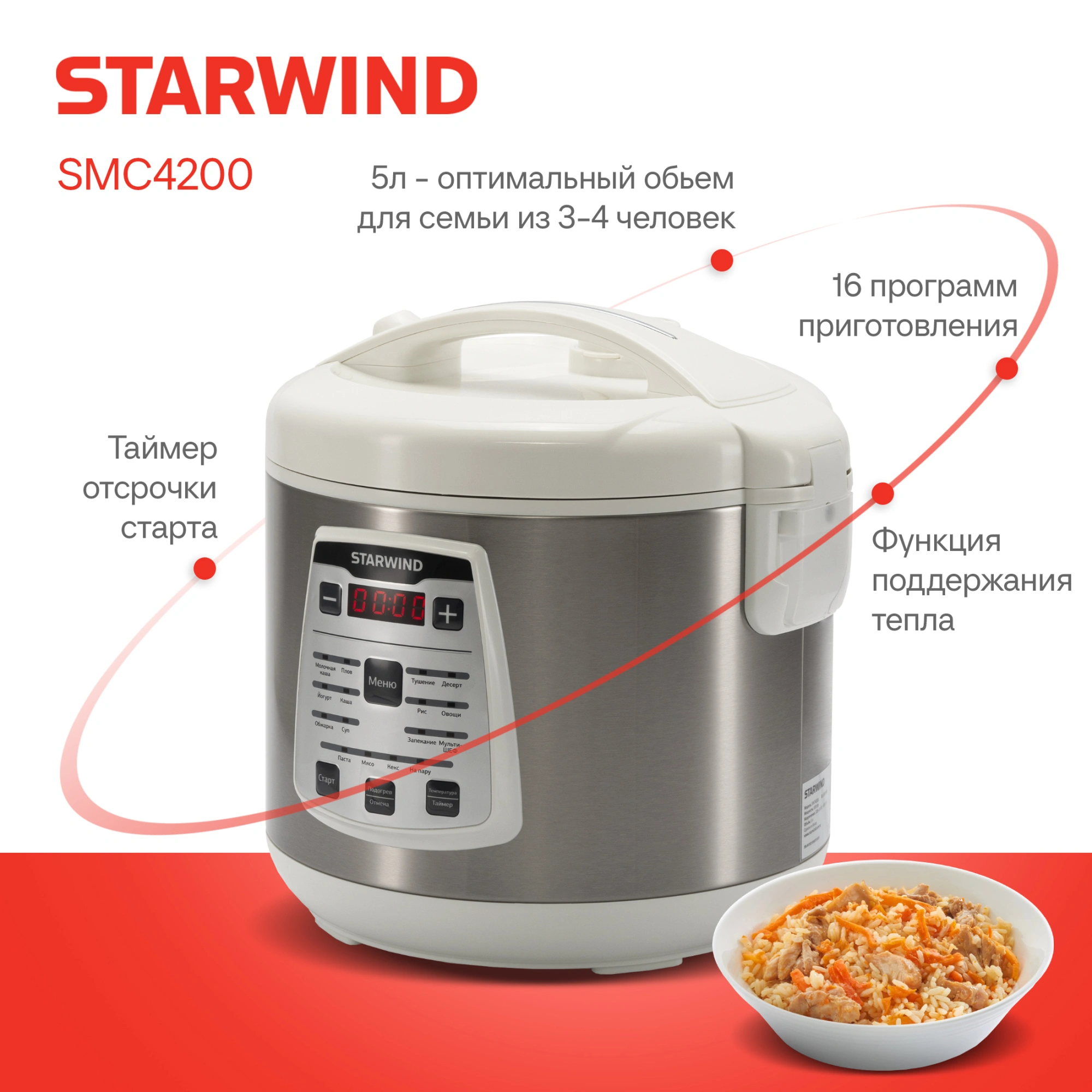 Мультиварка Starwind SMC4200 белый/серебристый
