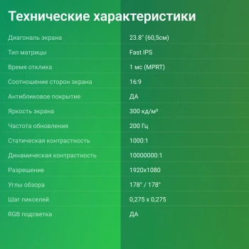 Монитор 23.8" Digma Overdrive 24P410F, 1920х1080, 200 Гц, IPS, белый (dm24sg03)