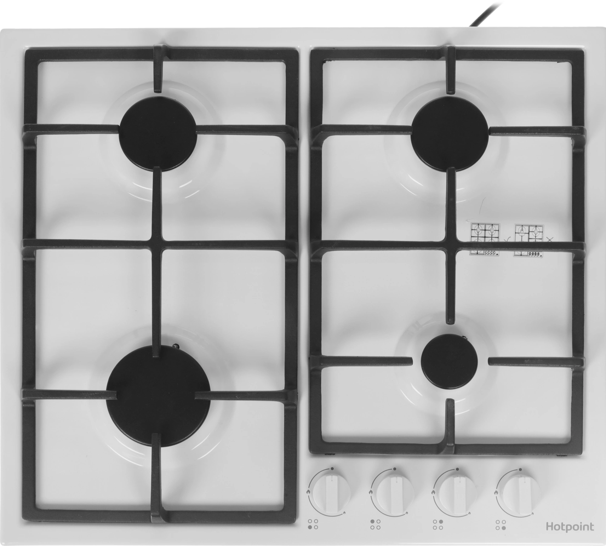 Газовая варочная поверхность Hotpoint HGMT 642 WH белый (869891100410)