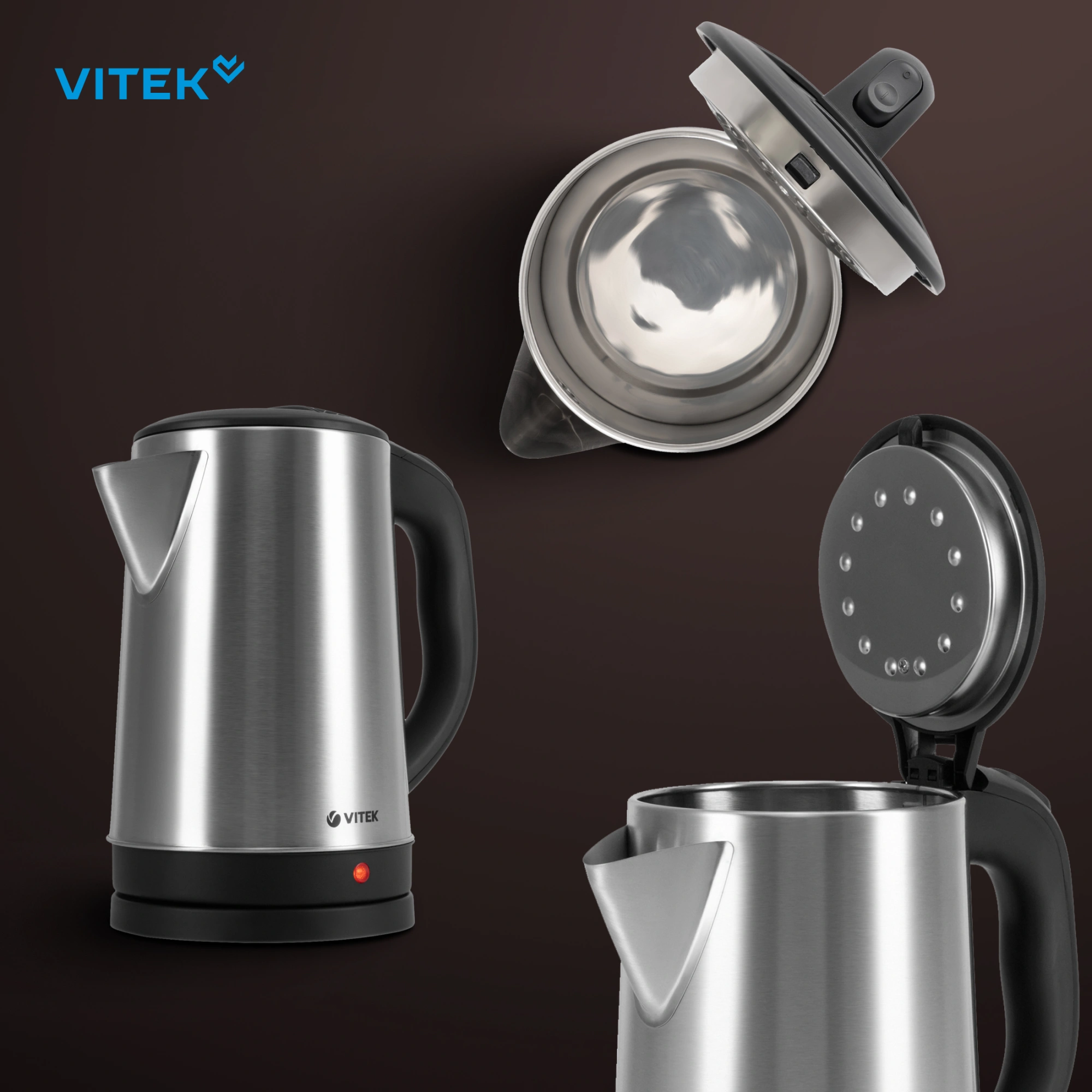 Чайник электрический Vitek VT-1150 серебристый, нержавеющая сталь