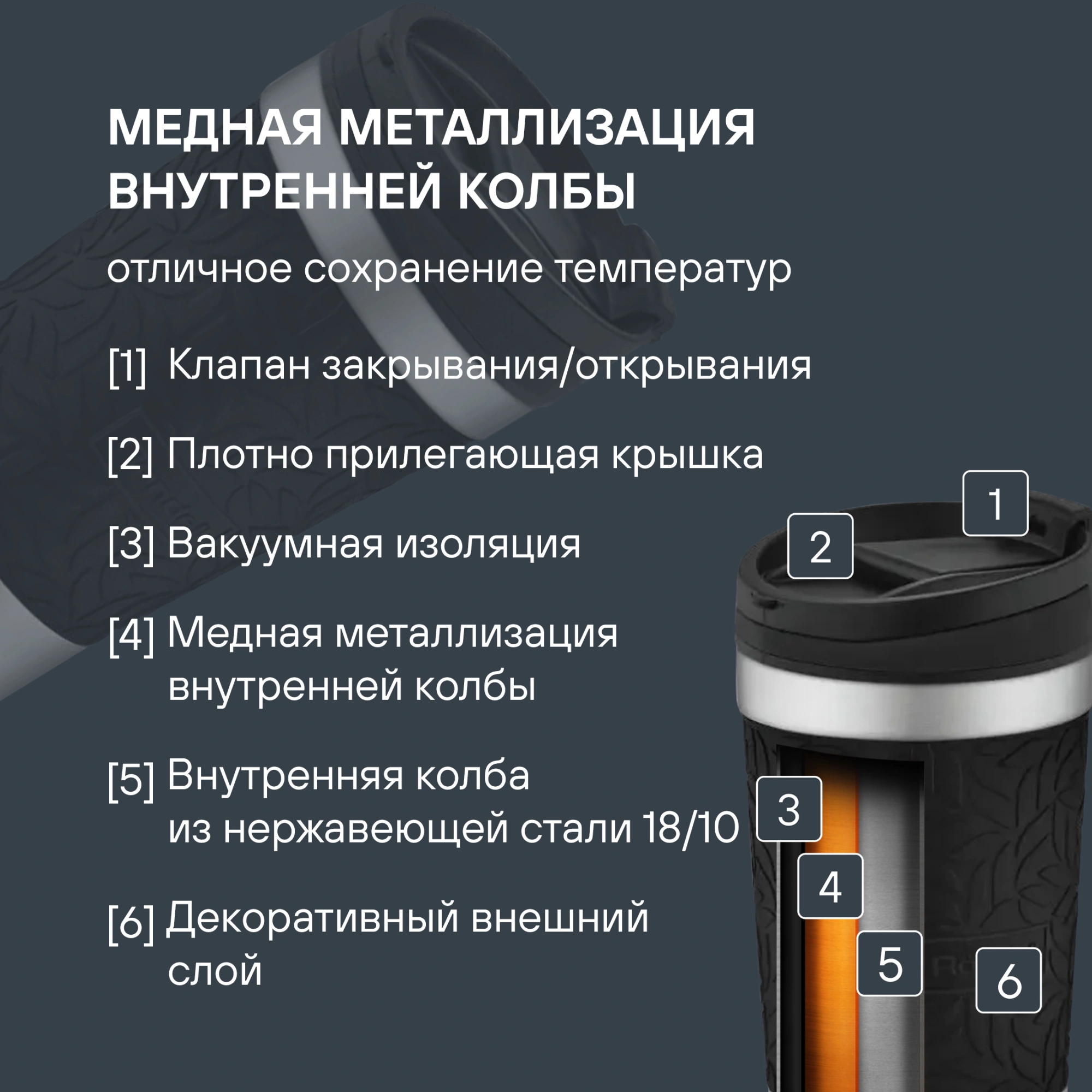 Термокружка Rondell RDS-1818, 0.4л, черный