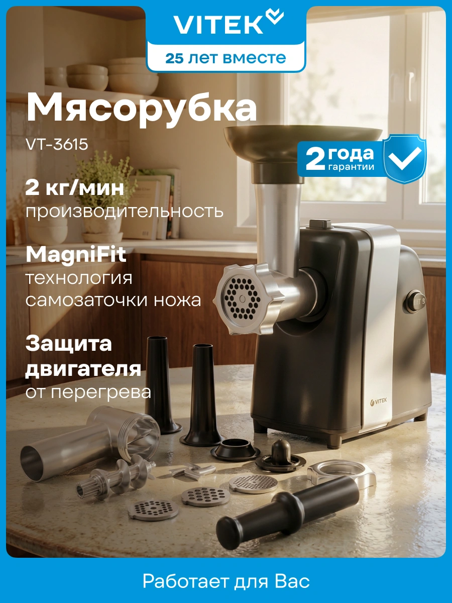 Мясорубка Vitek VT-3615 черный