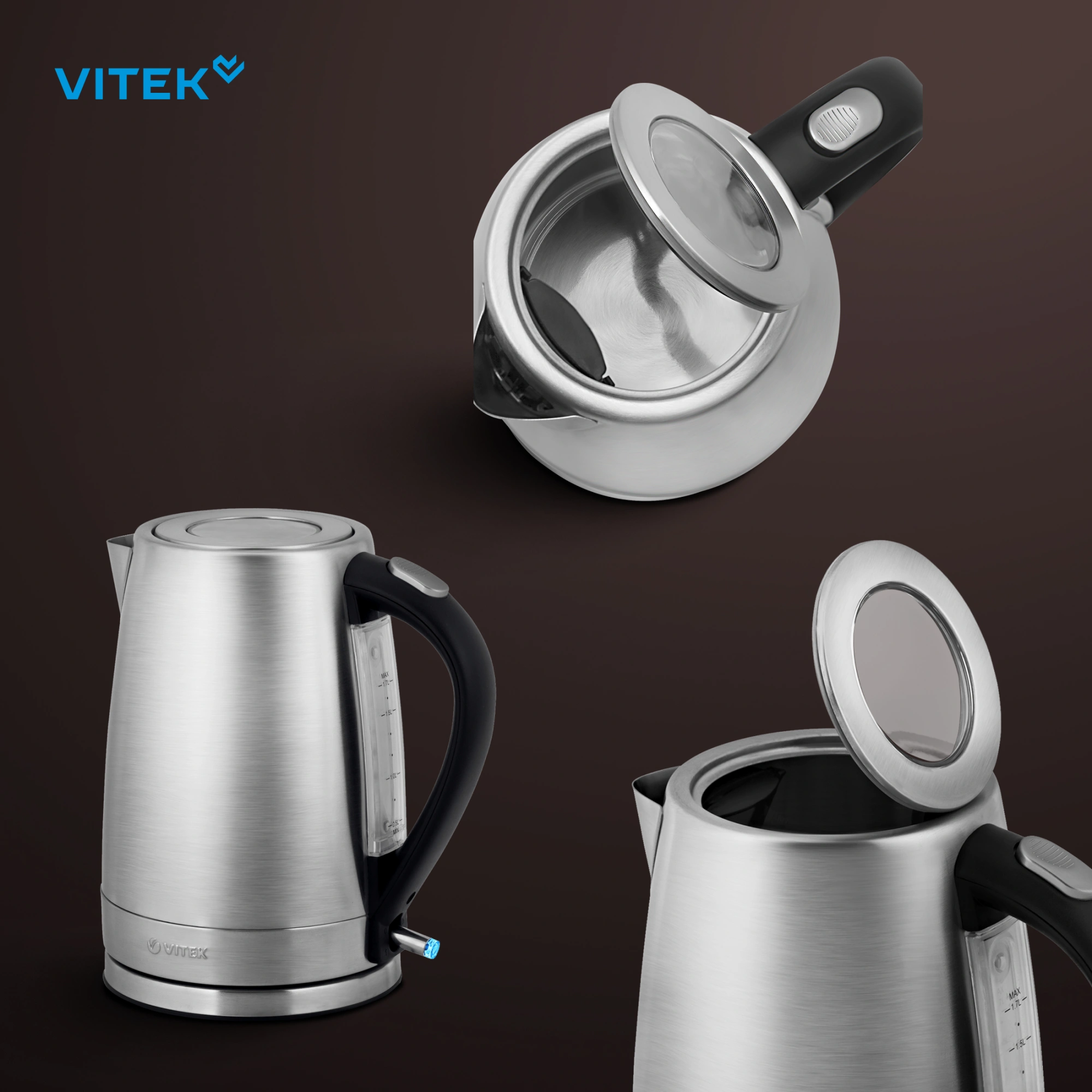 Чайник электрический Vitek VT-7000 серебристый, нержавеющая сталь