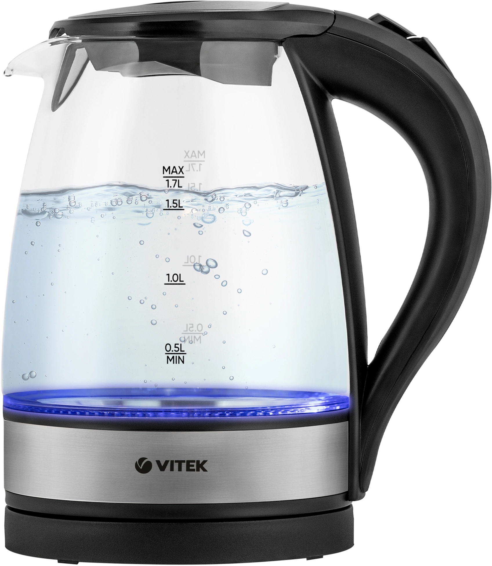 Чайник электрический Vitek VT-7008 прозрачный/черный, стекло