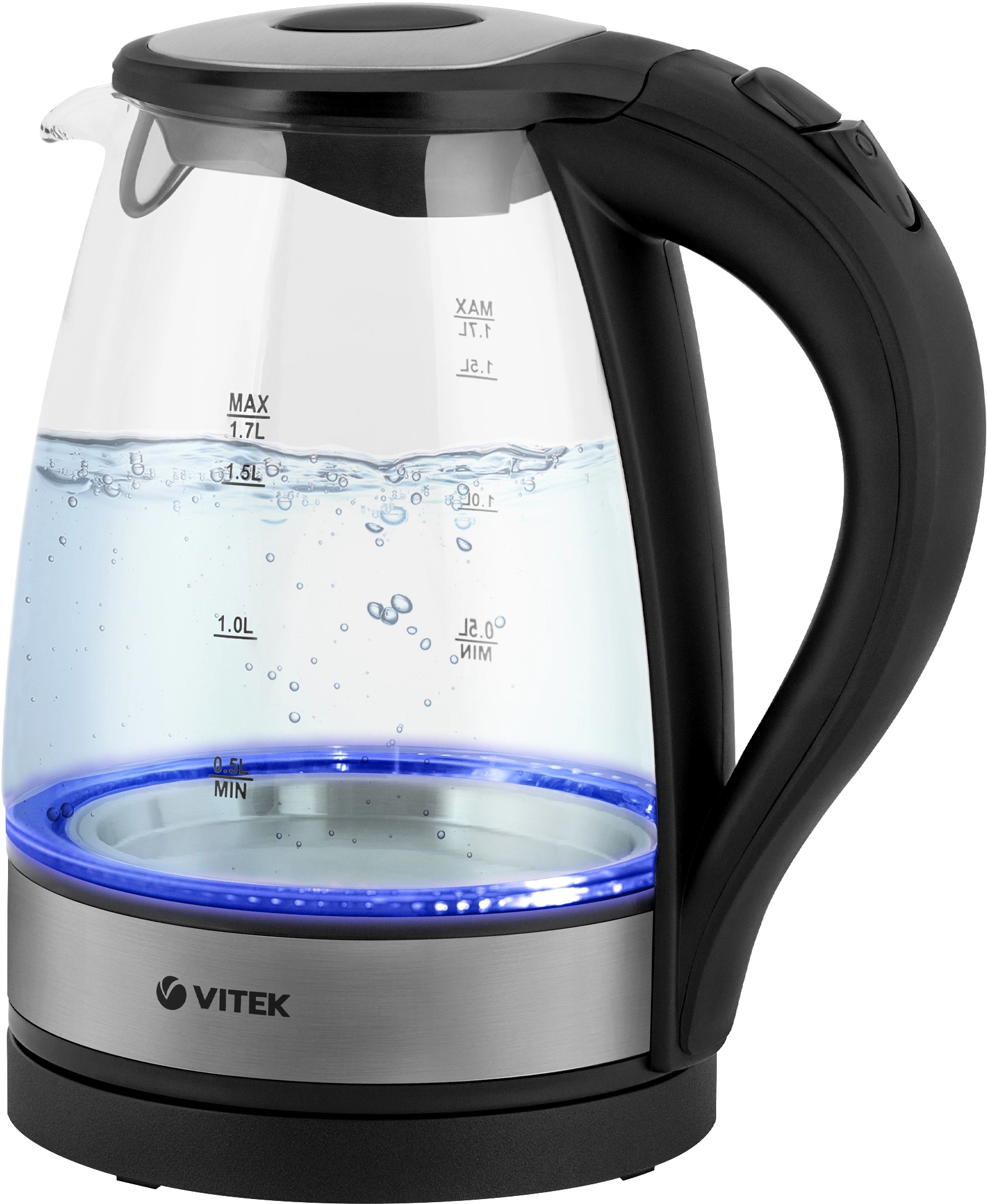 Чайник электрический Vitek VT-7008 прозрачный/черный, стекло