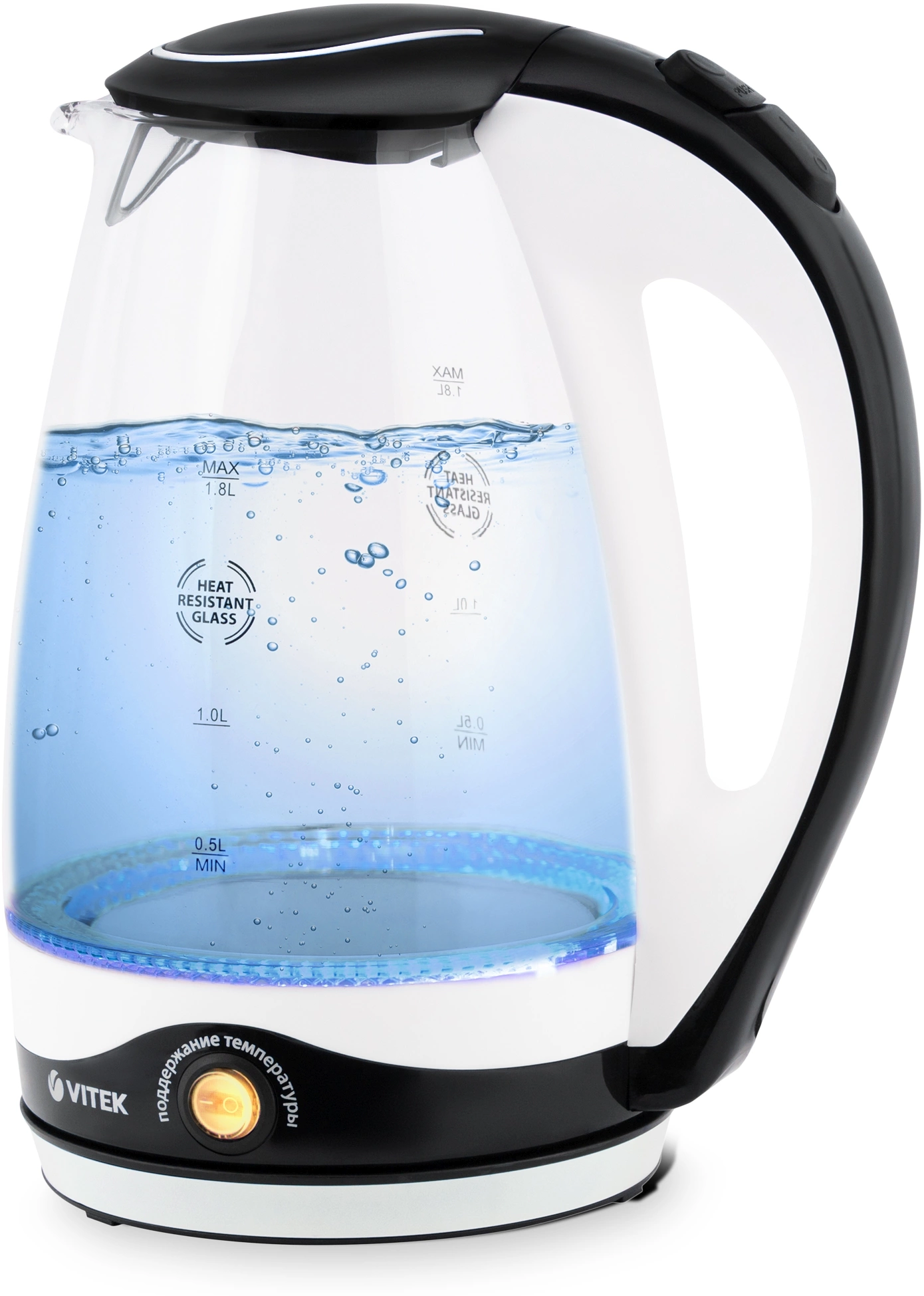 Чайник электрический Vitek VT-7027 черный, стекло