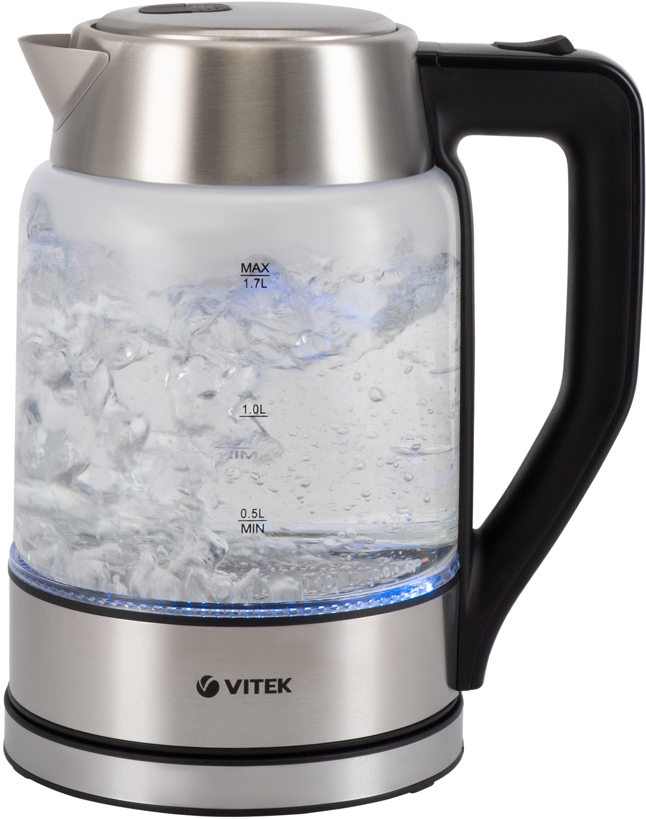 Чайник электрический Vitek VT-7043 прозрачный/черный, стекло
