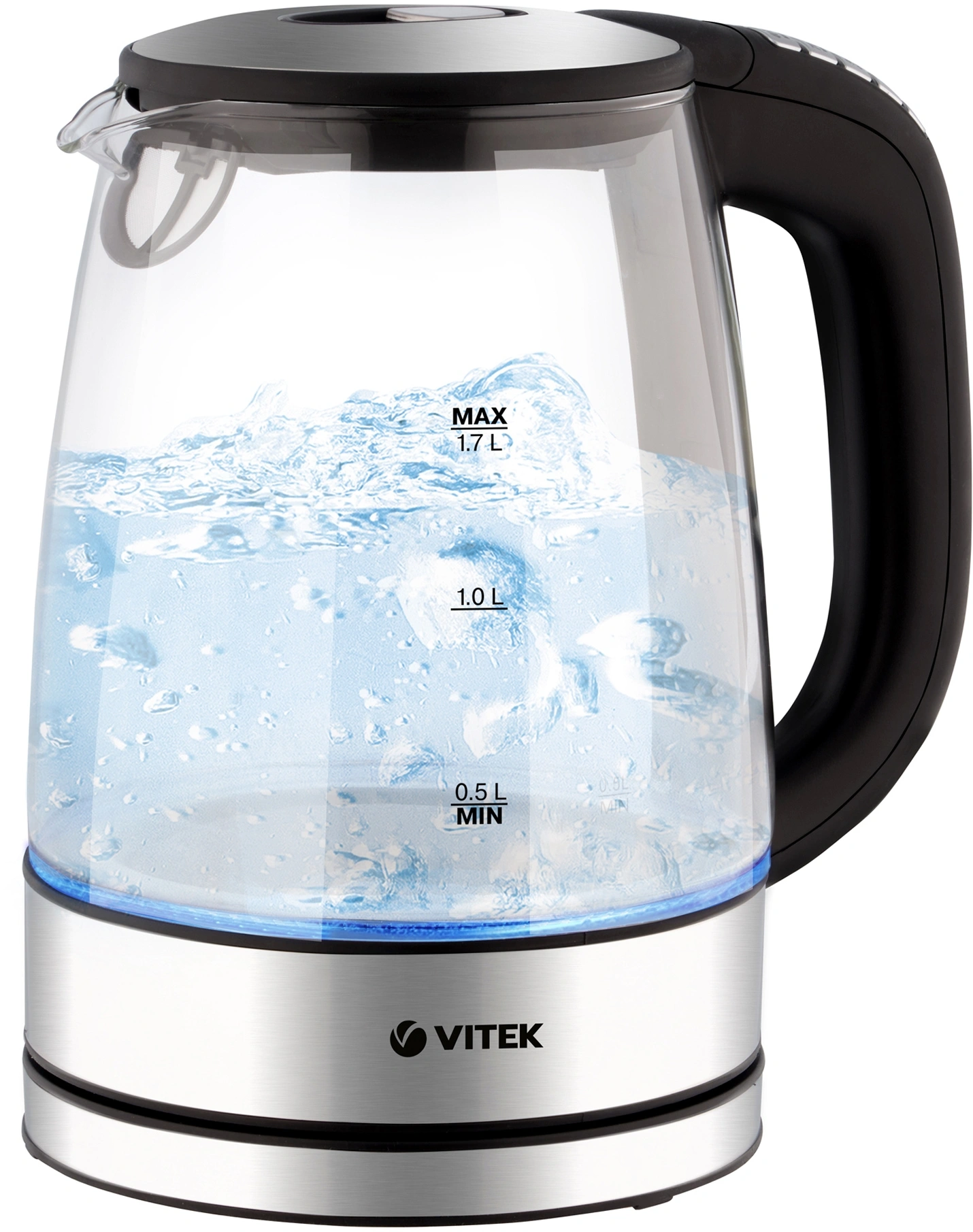 Чайник электрический Vitek VT-8828 серебристый, стекло
