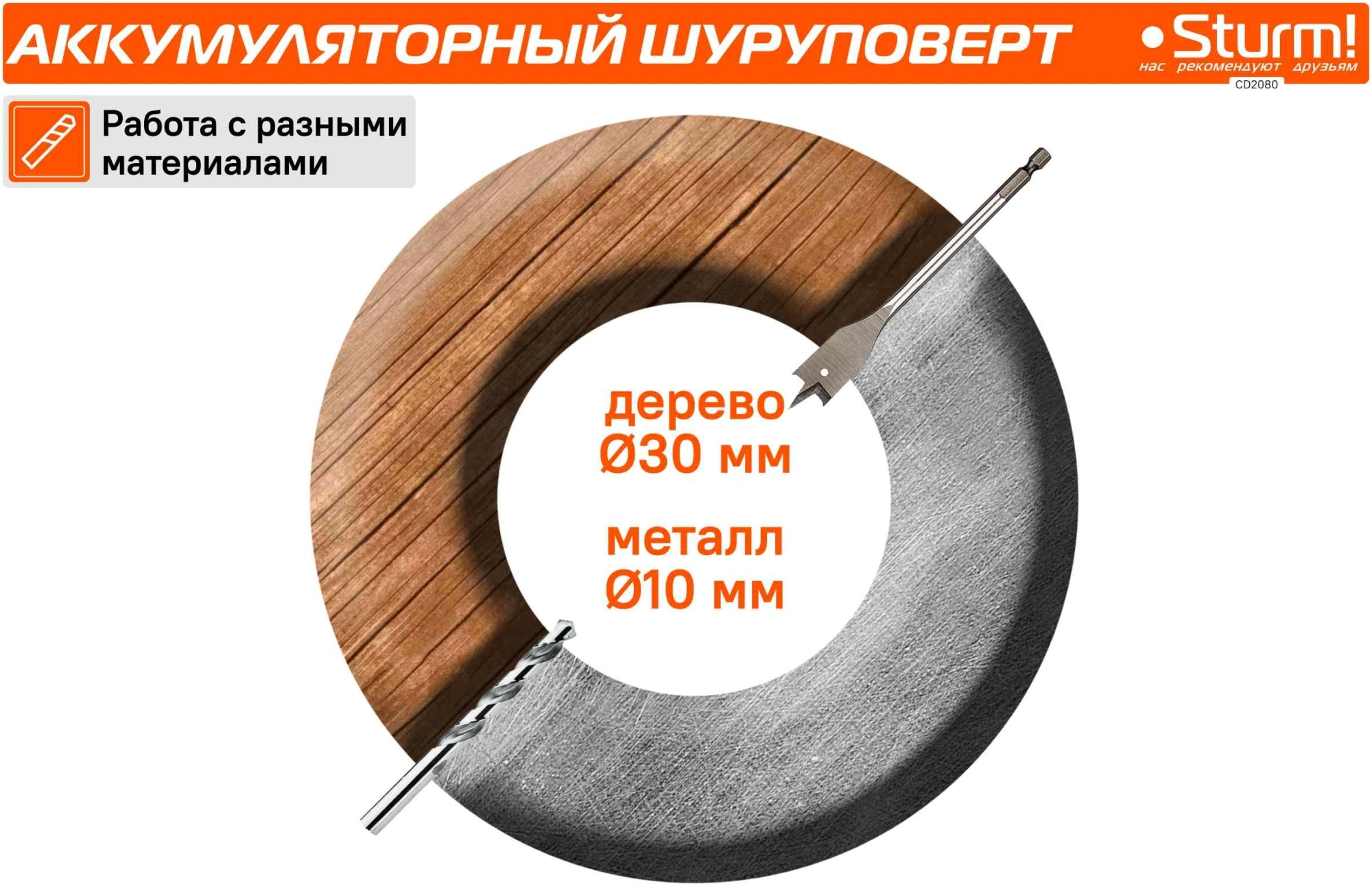 Дрель-шуруповерт Sturm! CD2080
