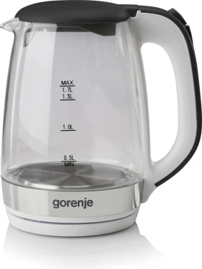 Чайник электрический Gorenje K17GXG белый/серебристый, стекло