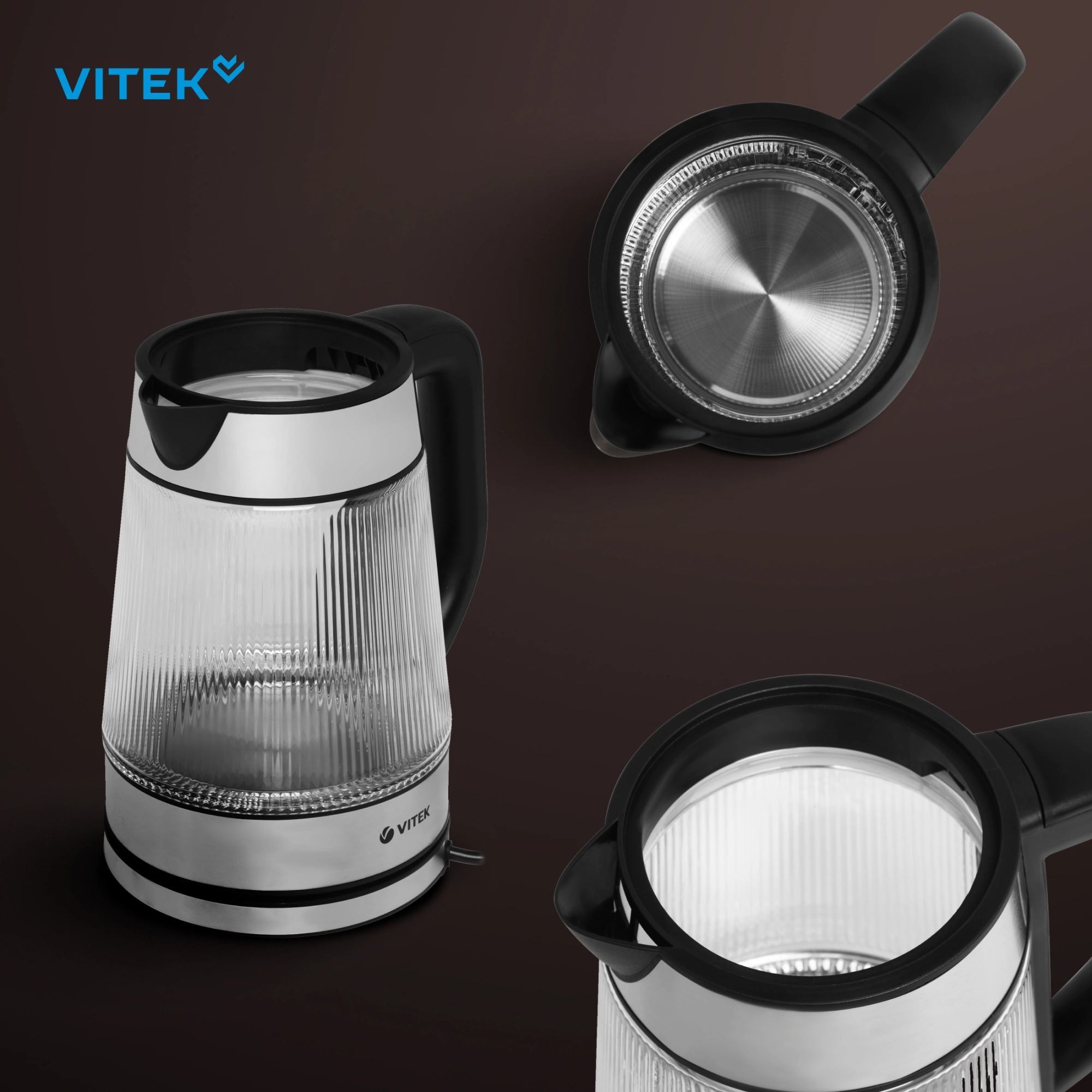 Чайник электрический Vitek VT-7017 прозрачный, стекло