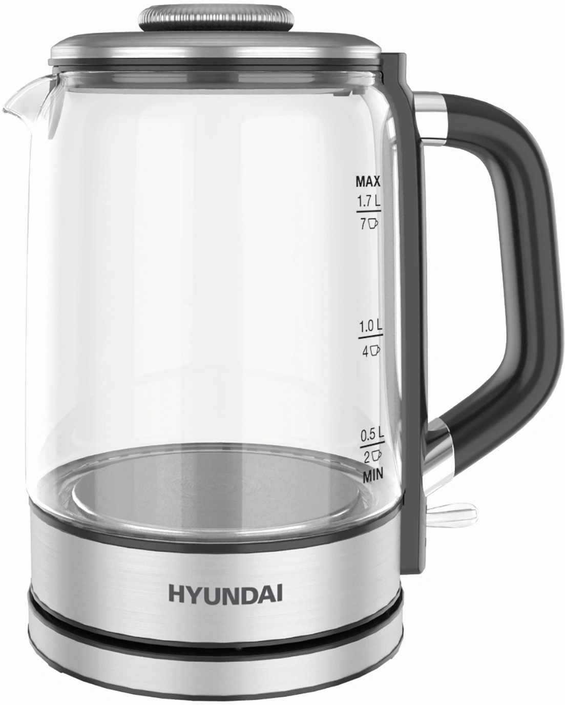 Чайник электрический Hyundai HYK-G5501 серебристый/черный, стекло