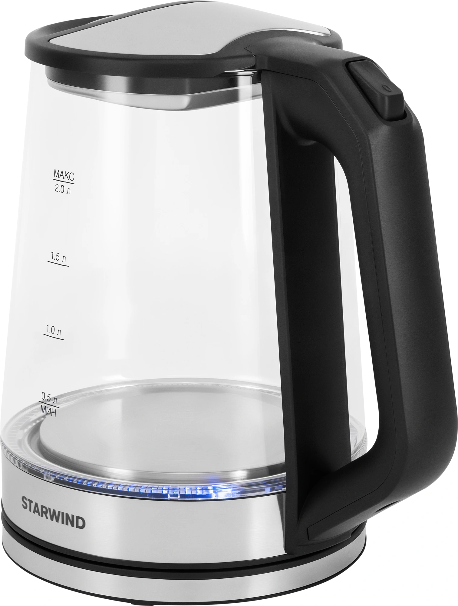 Чайник электрический Starwind SKG2112 черный/прозрачный, стекло