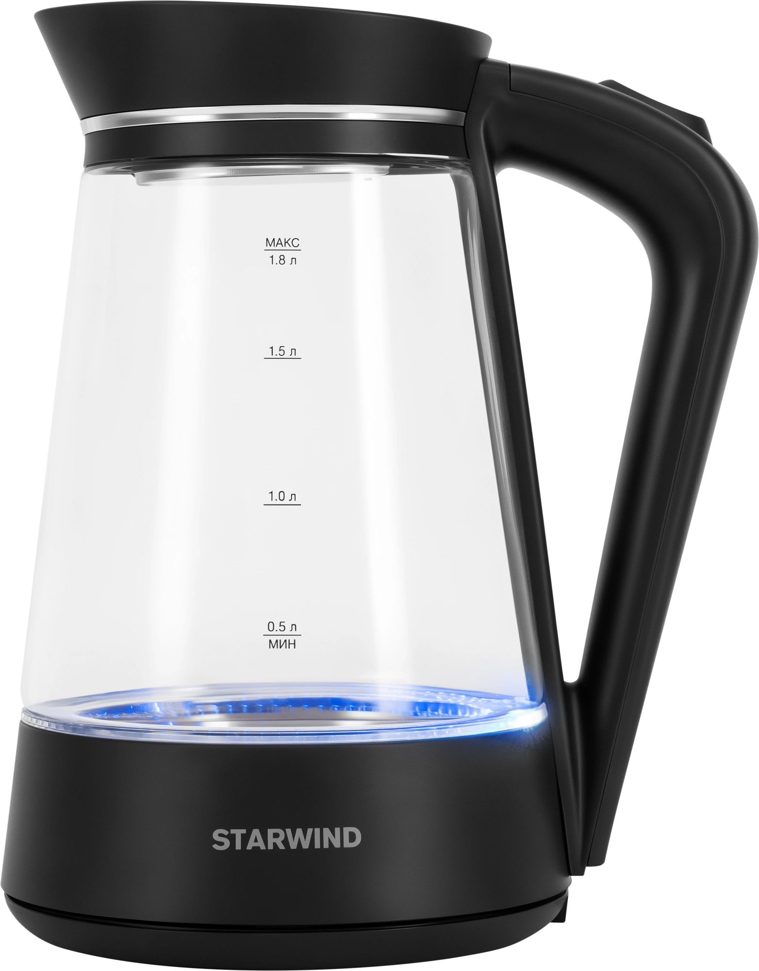 Чайник электрический Starwind SKG2116 черный/прозрачный, стекло